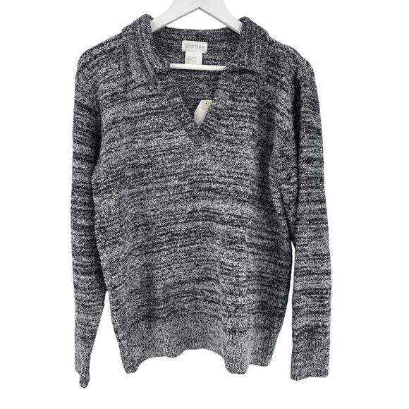 Softies Women's Heather Black Marshmallow Johnny Collar Lounge Set Size L - Picture 6 of 13